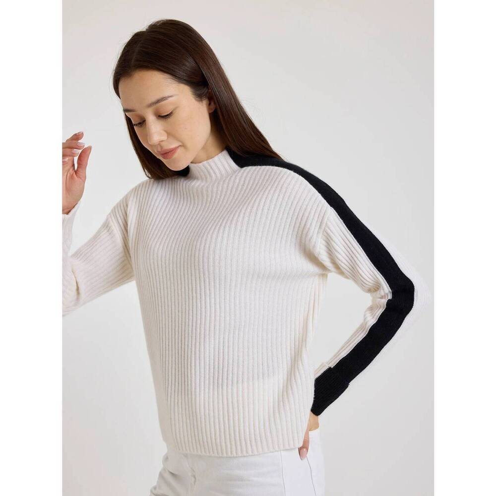 NEW BRODIE CASHMERE chamonix mock neck jumper in organic white